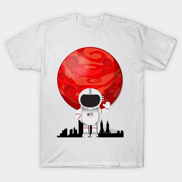 City on Mars Spaceman T-Shirt by Kiyiya Designs